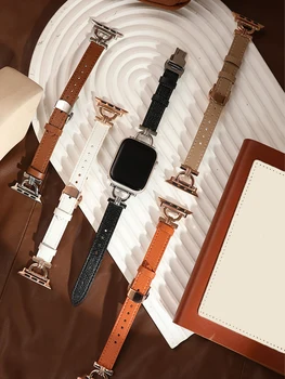 100% Ремешок из натуральной кожи для Apple Watch Band 49 мм 38/40/41/42/45/44 мм Iwatch Series 3 4 5 SE 6 7 8 Ultra Ремешок для часов Браслет
