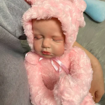 18 дюймов Bebe Reborn Baby Doll Loulou с Розовой Одеждой в виде Кролика, Мягкое Обнимающееся Тело, Новорожденная Кукла Ручной Работы для Девочек, bebe reborn real