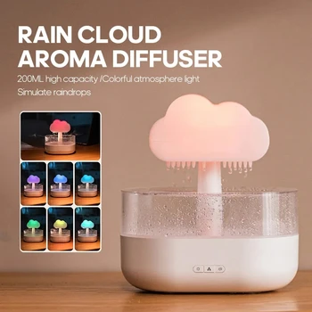 200 мл Увлажнитель воздуха с дождевыми облаками, RGB Ночник, Ароматический диффузор с Грибным дождем, USB-диффузор, Туманообразователь, Масляный Ароматизатор