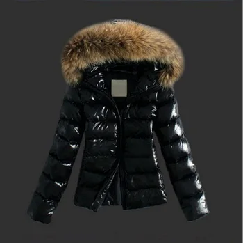2022 Модная Женская Зимняя Новая Повседневная Тонкая хлопчатобумажная куртка с воротником из искусственного меха и капюшоном, теплая куртка с капюшоном, пальто из искусственной кожи на молнии