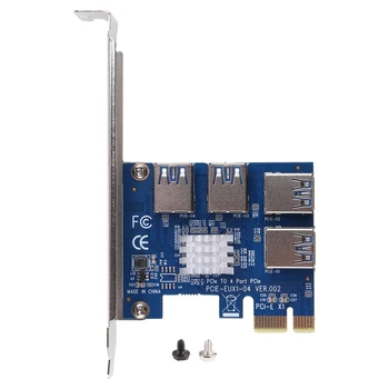 4 Порта PCI-E Extender Riser PCI-E от 1x до 16x USB 3.0 Кабель для передачи данных 16X Слотов Карта для майнинга Биткоинов PCI-E Адаптер Для GPU Miner