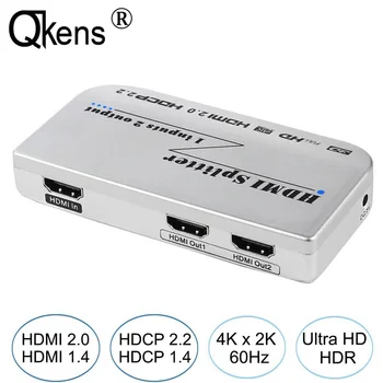 4Kx2K HDMI Разветвитель 1x2 HDCP 2,2 Видеоразветвитель HDMI 2,0 1 в 2 выхода Разветвитель HD 1080P 4K Адаптер Для HDTV TV BOX DVD-плеер PS4