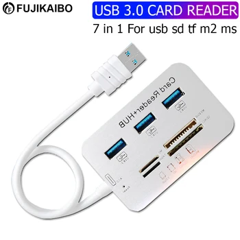 7 в 1 USB 3.0 2.0 Концентратор, 4 Порта, Слот для чтения карт TF Micro, USB 3 USB-разветвителя, кабели для ноутбука Macbook, адаптер для передачи данных