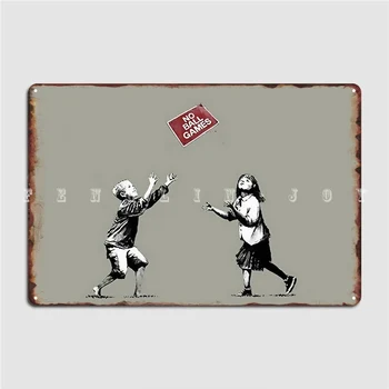Banksy No Ball Games Металлическая Вывеска Для Украшения Паба, Гаража, Кинотеатра, Кухни, Жестяная Вывеска, Плакат