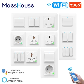 DE EU WiFi Smart Push Light Настенный выключатель ButtonSmart Life Tuya Беспроводной пульт дистанционного управления Работа с Alexa Google Home