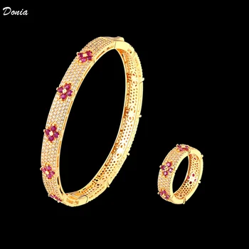 Donia ювелирные изделия, модные горячие цветы, титановый браслет с микро-инкрустацией, кольцо с цирконом AAA, роскошный новый классический подарок.
