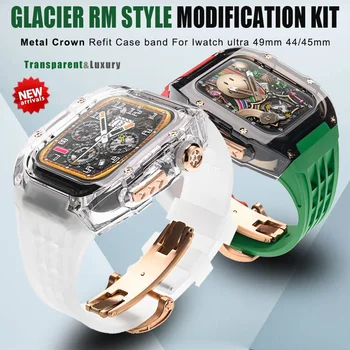 Glacier Прозрачный Комплект Модификации для Apple Watch Ultra Case Band 49 мм 45 мм 44 мм Модифицированный Ремешок для iWatch серии 8 7 6 5 4 SE