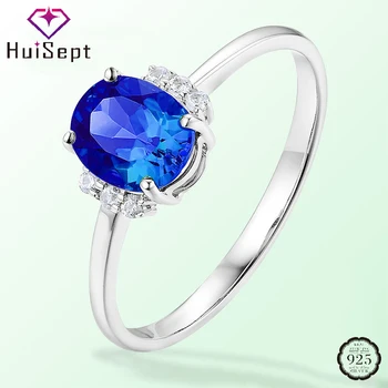 HuiSept, модное женское кольцо, Ювелирные изделия из серебра 925 пробы, овальная форма, Циркон, драгоценные камни, кольца для пальцев, свадебные обещания, подарочные аксессуары для вечеринок