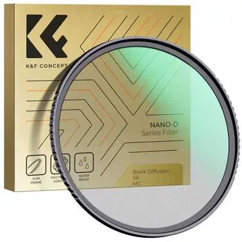 K & F Concept Nano-D Series 82 мм Черный Диффузионный 1/8 Фильтр Высокой четкости Водонепроницаемая Антибликовая Зеленая пленка с покрытием 24
