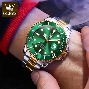 OLEVS 6650 Деловые Мужские наручные часы с ремешком из нержавеющей стали, водонепроницаемые автоматические механические часы высокого качества для мужчин