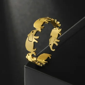 Skyrim Прекрасный Слон Открытое Кольцо для Женщин Из Нержавеющей Стали Золотого Цвета Регулируемые Кольца 2023 Модные Милые Ювелирные Изделия с Животными Подарок