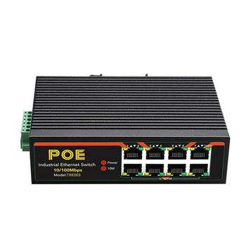 TXE003 8 Портов POE Коммутатор 10/100 Мбит/с Промышленного Класса Fast Ethernet Коммутатор типа DIN Rail Сетевой коммутатор с RJ45 POE