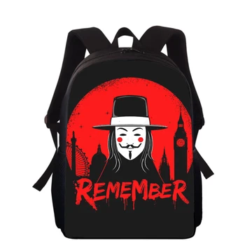 V for Vendetta 15 ”, детский рюкзак с 3D принтом, сумки для начальной школы для мальчиков и девочек, рюкзак для студентов, сумки для школьных книг