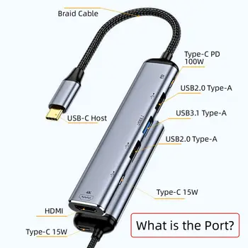 Xiwai USB TypeC концентратор, USB Type C в HDMI ＆ VGA КОНЦЕНТРАТОР Конвертер HDTV Многопортовых дисплеев Адаптер 4K 60hz 1080P с портом питания PD мощностью 100 Вт