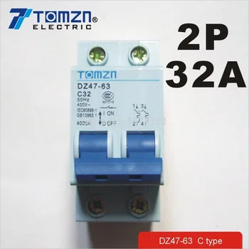 Автоматический выключатель переменного тока MCB 2P 32A 400V ~ 50HZ/60HZ типа C