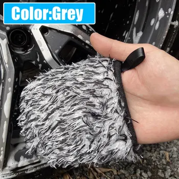 Автомобильная утолщающая двусторонняя перчатка для мытья колес из микрофибры, супер мягкая автомобильная карманная рукавица для мытья автомобилей