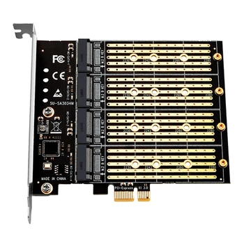 Адаптер PCIE для майнинга M2 SSD-накопитель PCI-E Адаптер PCI Express X1 4 Порта B Ключ M.2 NGFF SATA Карта расширения Riser Card