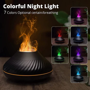 Арома-диффузор с вулканическим пламенем, лампа для эфирного масла, 130 мл, USB Портативный Увлажнитель воздуха с цветным ночным освещением, аромат для дома, автомобиля