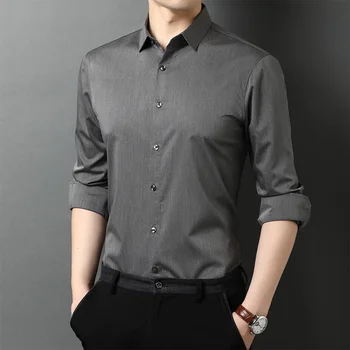 Весенне-осенняя новинка 2023, однотонная рубашка с длинными рукавами, мужские деловые повседневные красивые рубашки YB8868-060