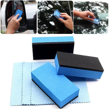 Губка-аппликатор с керамическим покрытием для автомобиля, стеклянные Нанополимерные прокладки для нанесения покрытия, губки, Автомобильная Синяя Квадратная губка и ткань