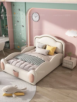 Детская кроватка для девочки с ограждением, кровать принцессы, спальня с односпальной кроватью, девчачье сердечко, комната для девочек-подростков, розовая кровать