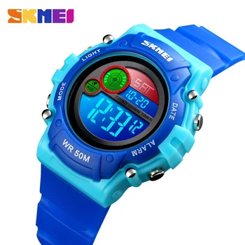 Детские электронные часы SKMEI, модные водонепроницаемые светодиодные цифровые наручные часы для детей, Многофункциональные светящиеся студенческие часы