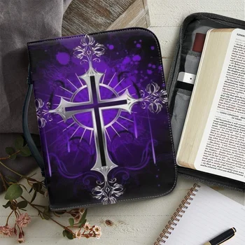 Женская сумка с христианским крестом из натуральной кожи, сумка для Библии, Учебная книга, Священные ящики для хранения, Практичный футляр для Библии с карманом