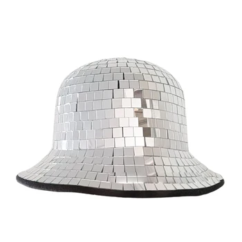 Ковбойская шляпа с мерцающими стразами и зеркальной отделкой в виде диско-шара - Блестящая ковбойская шляпа в стиле вестерн для вечеринок, рейвов и фестивалей