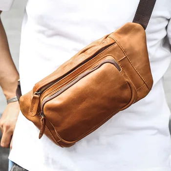 Кожаная сумка через плечо, мужской рюкзак на одно плечо, европейский и американский ретро, многофункциональная поясная сумка, повседневная мужская