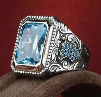 Кольца со сверкающим синим цирконием, мужские обручальные кольца, мужские ювелирные изделия