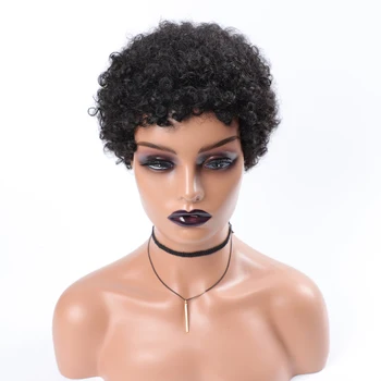 Короткие Вьющиеся парики из человеческих волос для чернокожих женщин Афро кудрявый парик из натуральных волос Цветные парики из человеческих волос