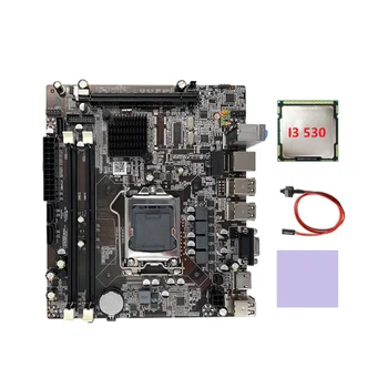 Материнская плата H55 LGA1156 Поддерживает процессор серии I3 530 I5 760 с памятью DDR3 Материнская плата + процессор I3 530 + Кабель переключения + Термопластичная прокладка