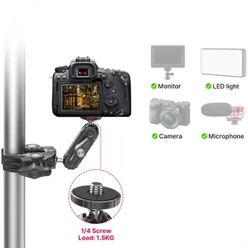 Металлический Супер Зажим с Двойной Шаровой Головкой Адаптер Для Крепления Камеры На Руль мотоцикла Кронштейн для Вспышки Монитора Canon Nikon Sony