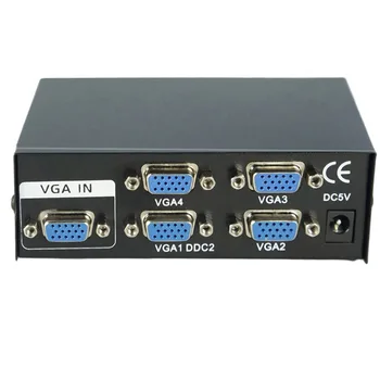 Переключатель VGA 4 Порта VGA SVGA Видео Коммутатор 4 *1 HD Усилитель сигнала Booster Splitter Широкий экран 1 в 4 выхода для монитора проектора