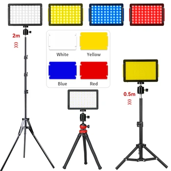 Портативная Светодиодная Лампа Для Видеосъемки С четырехцветной Платой Затемнения 5600K Mini Photography Lamp Panel Со Штативом Для Прямой трансляции фотографий на YouTube