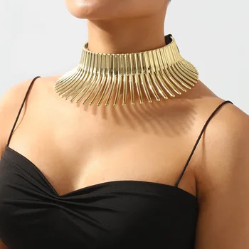 Преувеличенный металлический полосатый чокер шейная цепочка неправильной формы подсолнух геометрическое ожерелье