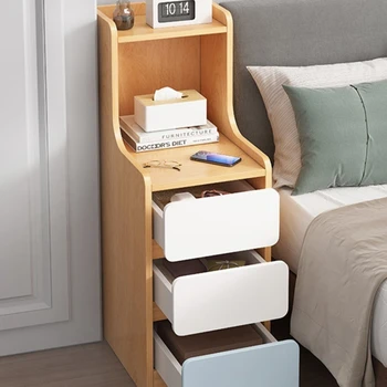 Прикроватный столик, Простой современный маленький ультраузкий шкафчик, Простой прикроватный мини-шкаф для хранения, стеллаж для хранения в арендуемом помещении