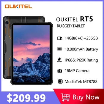 Прочный Планшет Oukitel RT5 11000 мАч Android 13 10,1 Дюймов FHD Pad 8 ГБ 256 ГБ Восьмиядерный 16-мегапиксельная Камера с двумя SIM-картами 33 Вт Заряженные Планшеты