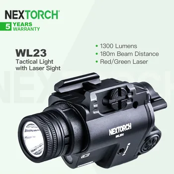 Сверхяркий тактический фонарь Nextorch WL23 с лазерным прицелом, 1300ЛМ, дальность стрельбы 180 М, Совместимая литий-ионная батарея 16340