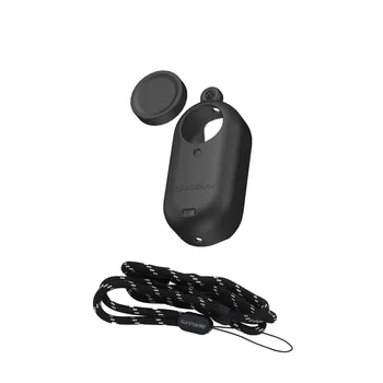 Силиконовый чехол для Insta360 GO 3 Черный/Белый + Ремешок Силиконовый Защитный чехол для Insta360 GO 3 Аксессуар для камеры с большим пальцем