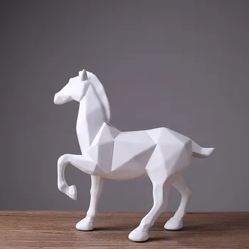Скандинавская геометрическая статуя лошади, абстрактная скульптура лошади, ручная работа, витрина, украшение для домашнего офиса, подарок a0799