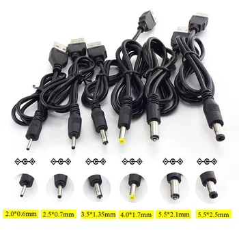 Тип USB-штекер для подключения 5 В постоянного тока 2,0 *0,6 мм 2,5 * 0,7 мм 3,5 *1,35 мм 4,0 *1,7 мм 5,5 *2,1 мм 5,5 * 2,5 мм Разъем для подключения кабеля питания