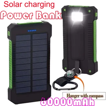 Трехзащитный Солнечный мобильный источник питания, Наружный зарядный банк, Большая емкость, Солнечная зарядка для телефона, 60000mah