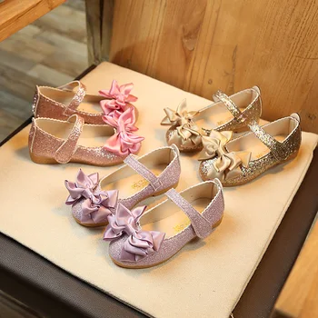 туфли для девочки Обувь для девочек 2023 Весна Осень Новая Корейская Детская Кожаная Обувь Модная Обувь Принцессы с бантом на плоской подошве Повседневная обувь여아구두