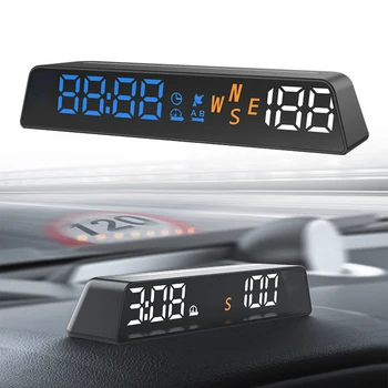 Универсальный Автомобильный HUD Цифровой GPS Спидометр Head Up HD Дисплей LED Сигнализация Превышения Скорости Атмосферный Индикатор Направления Света Deckmeter