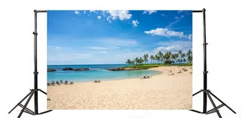 Фон для фотосъемки Тропический пляж Природный пейзаж Голубое небо Белое Облако