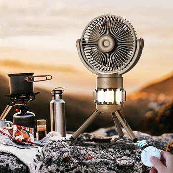 Штатив с дистанционным Управлением, Светодиодная лампа для Кемпинга, Электрический вентилятор, USB Перезаряжаемый Портативный Автоматический Вращающийся Потолочный вентилятор для палатки Воздушного охлаждения