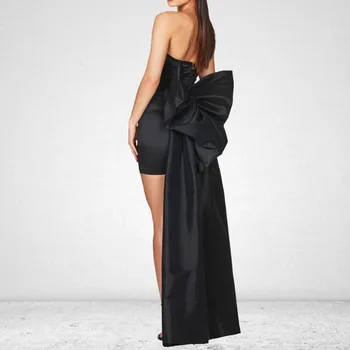 Элегантное Французское черное Сексуальное облегающее плиссированное платье для Дня рождения для женщин, Съемный декоративный ремешок с большим бантом, вечерние платья для вечеринок