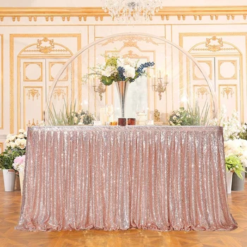 Юбка для стола с блестками из розового золота для свадебной вечеринки, Рождества, Хэллоуина, Дня Благодарения, Душа ребенка, Блестящая Скатерть для украшения