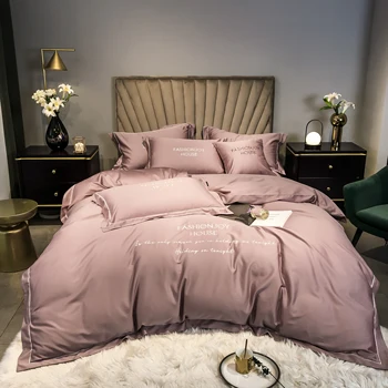 2022 новейшее постельное белье из четырех частей, модная хлопковая двойная бытовая простыня, стеганое одеяло, дизайн сращивания, постельное белье розового цвета